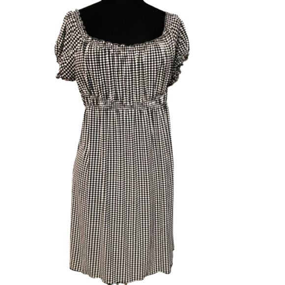 Max Studio Black and White Geometric Print Short Sleeve Knee Length Dress Medium - Picture 1 of 10